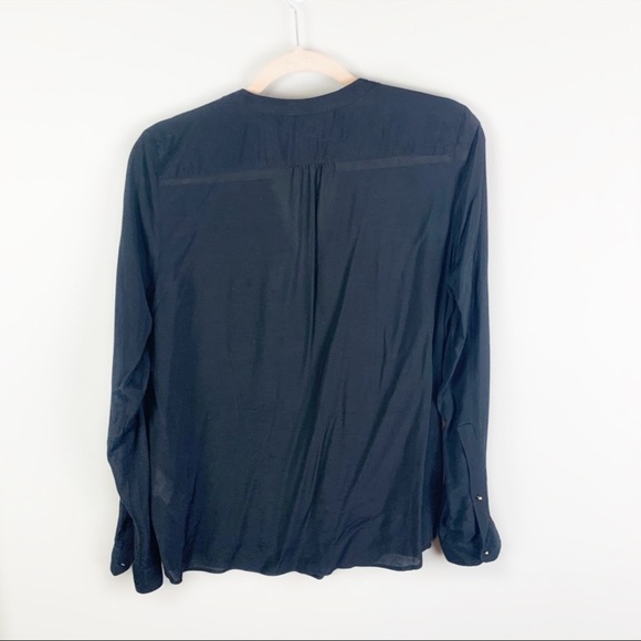 Zara Woman Black Half Button Up Sheer Top - Picture 7 of 7